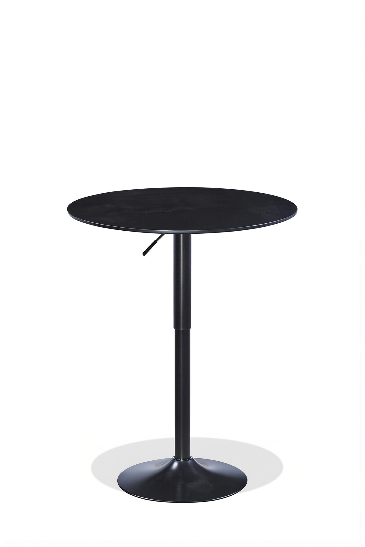 Modern Black Round Bistro Table 70cm Adjustable Height Pedestal Stand for Kitchen Dining Area