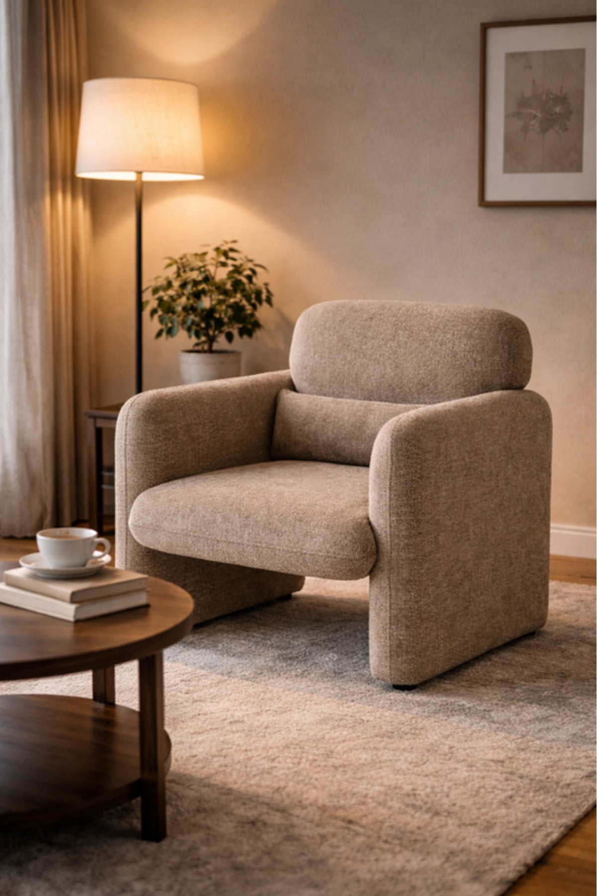 Light Brown Fabric Armchair Modern Living Room Lounge Chair light brown fabric BergÔøΩre