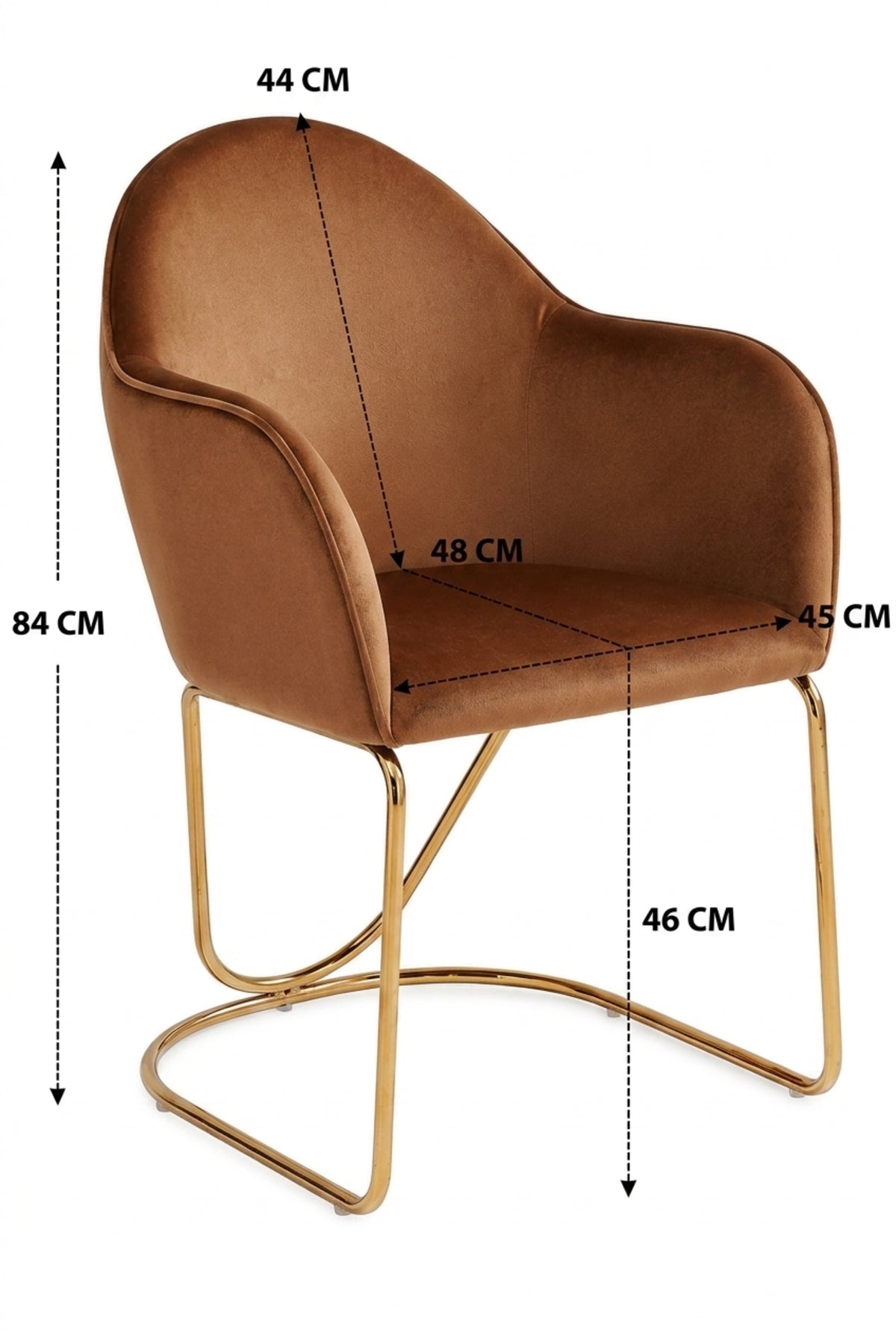 Brown Velvet Dining Chair with Gold Metal Sled Base √ê Modern Upholstered Accent Chair for Dining Room, Living Room & Luxury Interiors
