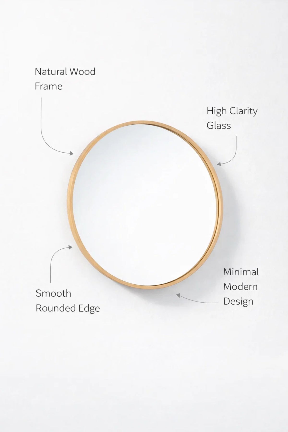 Modern Round Wall Mirror with Gold Frame for Living Room & Bathroom