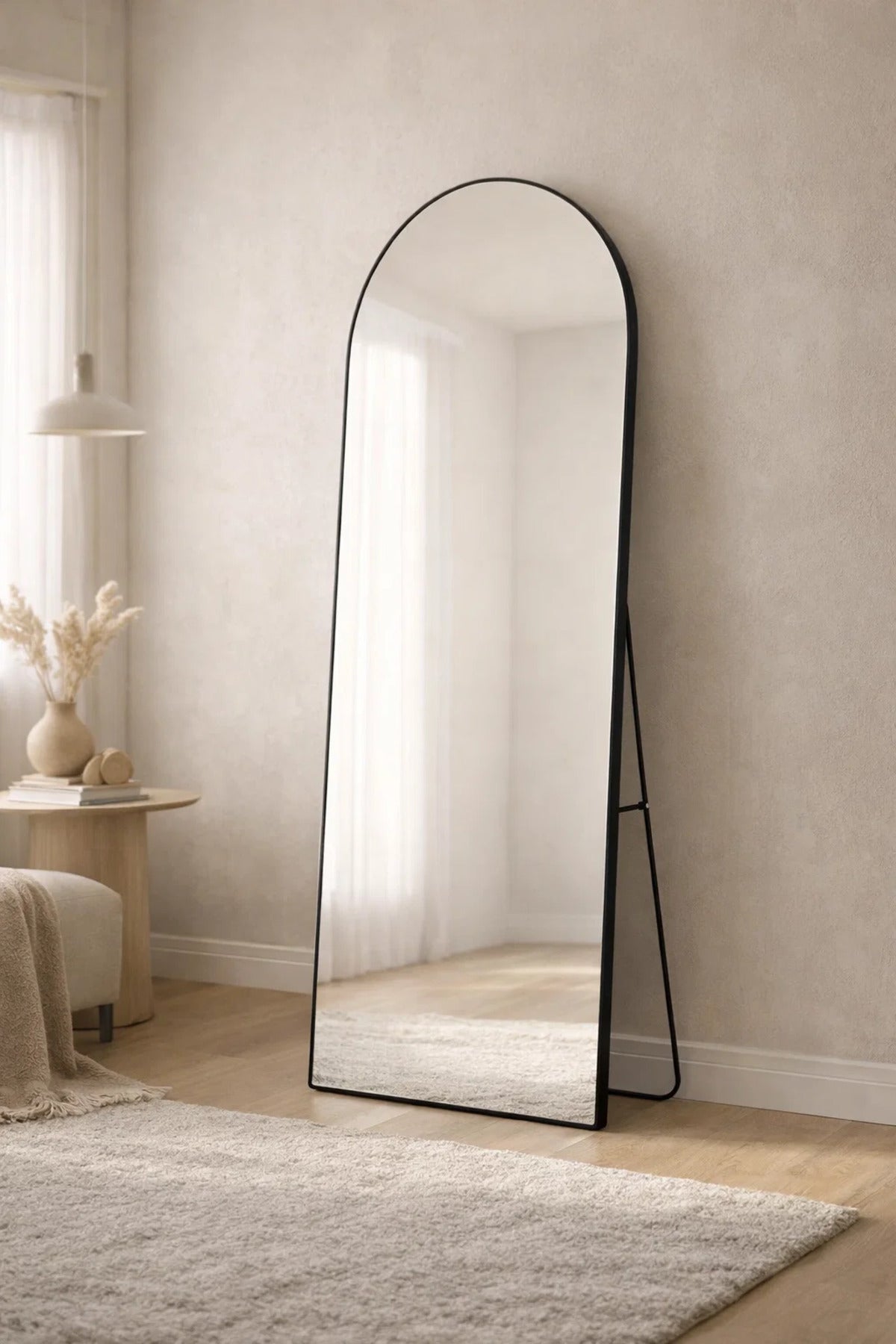 Black Arched Full Length Standing Mirror 60x180cm Modern Floor black arched full