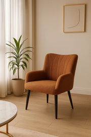 Modern Brown Fabric Armchair, Comfortable Lounge Chair for Living Room & Office