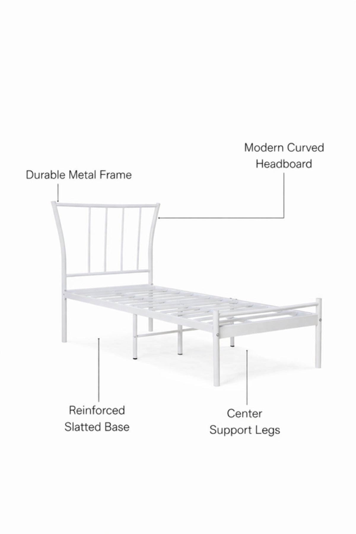 White Metal Bed Frame with Modern Headboard white metal bed / Base