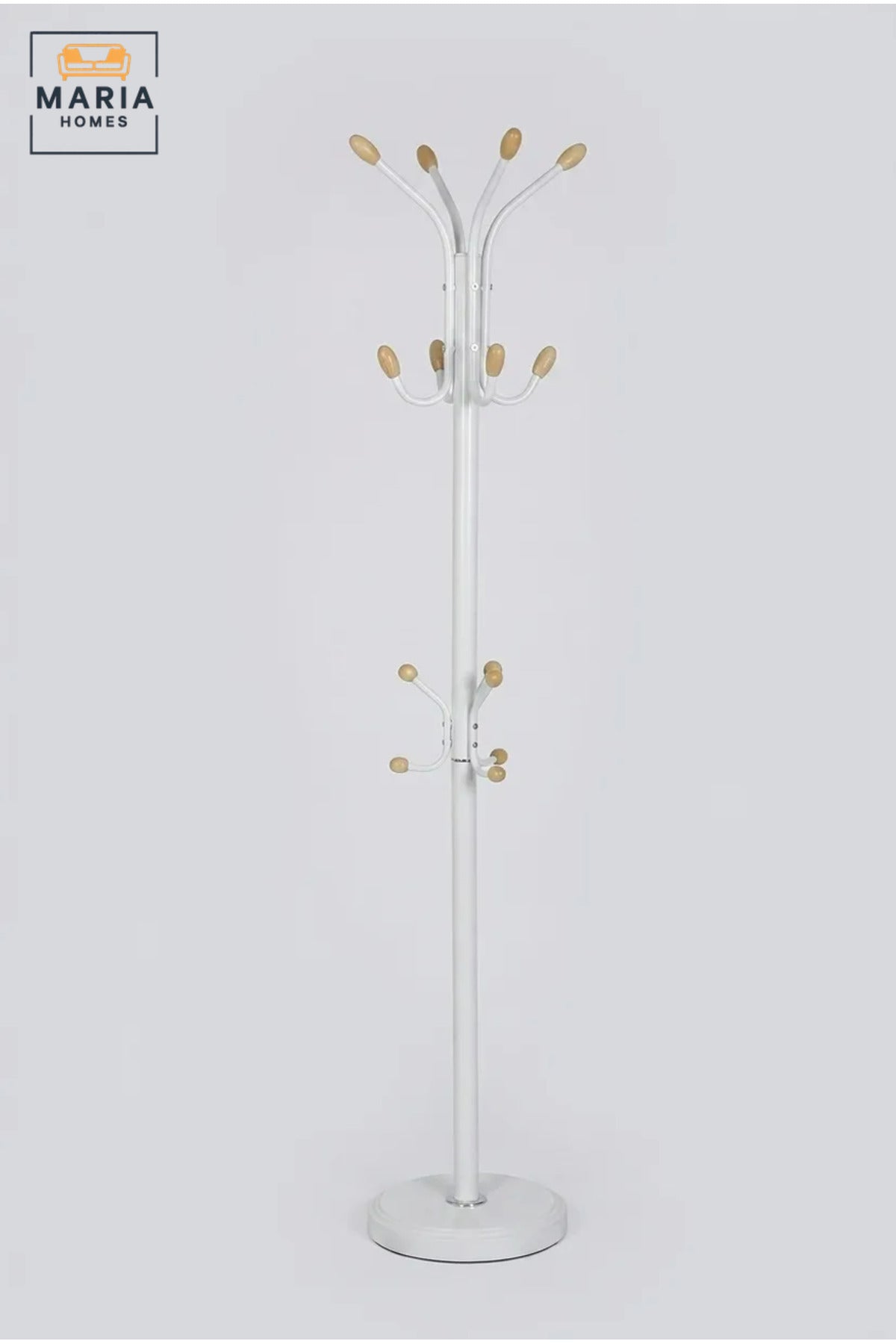 Freestanding Coat Rack with Multiple Hooks and Round Base, Floor-Standing Clothes Hanger for Jackets, Hats, Bags, Scarves, Bedroom and Entryway