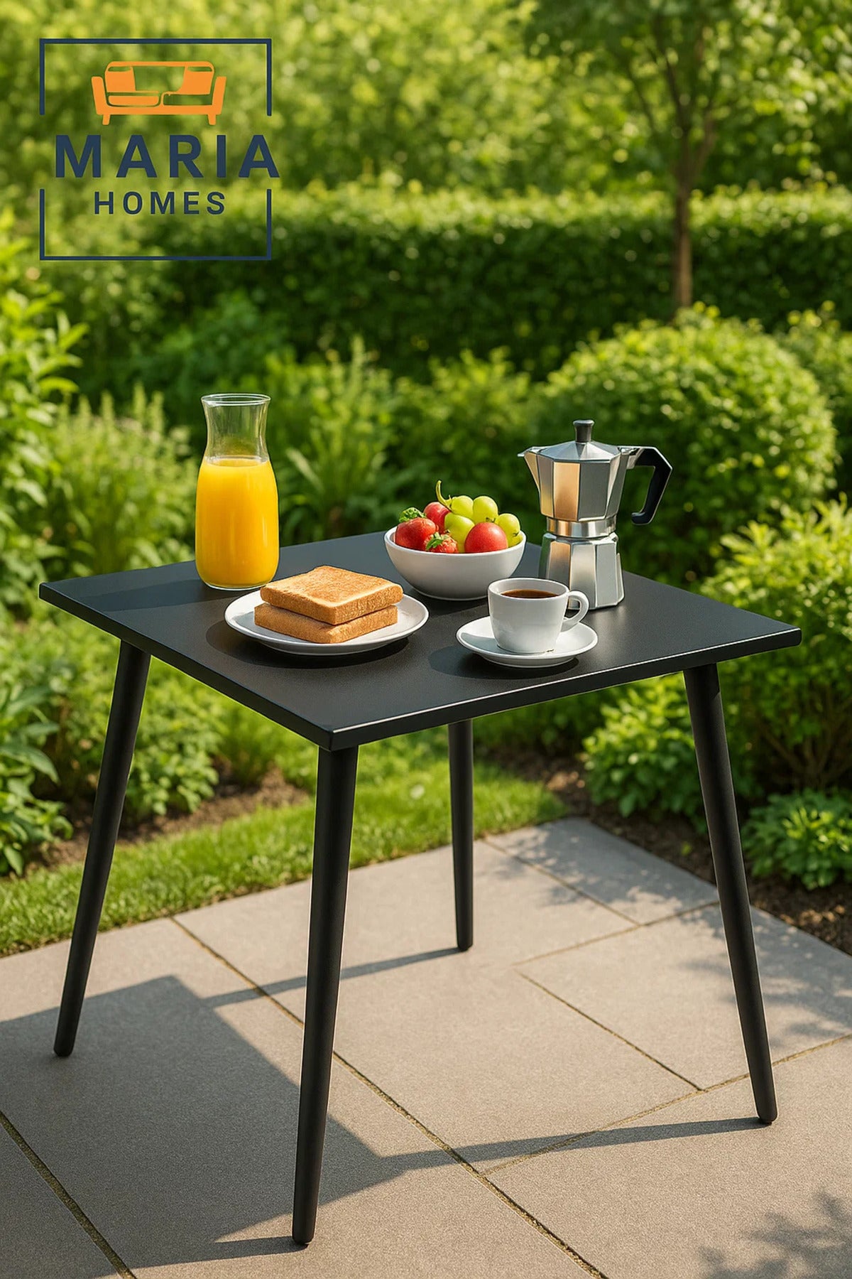 Minimalist Black Square Dining Table with Slim Tapered Legs