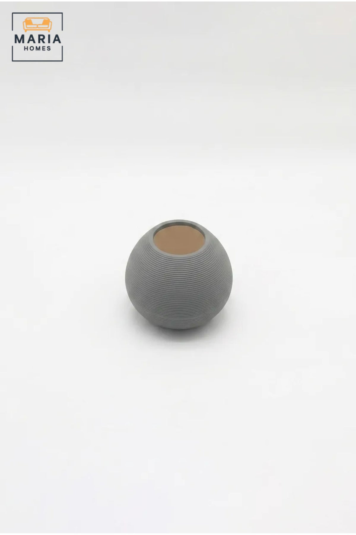 Modern Decorative Flower Vase with Round Shape, Wide Opening and Fine Ribbed Texture for Living Room, Bedroom, Office, Shelf and Console Table Décor
