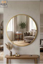 Round Wall Mirror with Gold Metal Frame √ê Modern Decorative Hanging Mirror for Living Room, Bedroom & Entryway