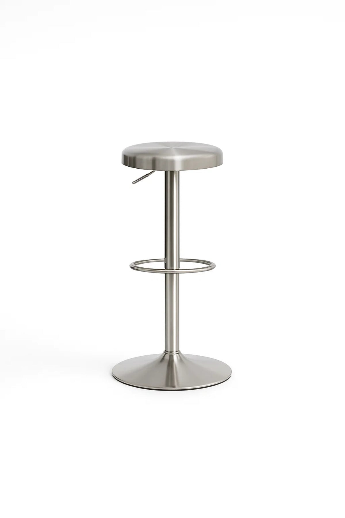 Modern Adjustable Bar Stool Silver Metal Seat with Footrest