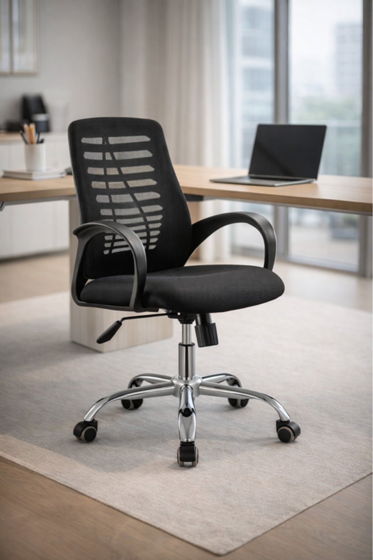 Black Mesh Office Chair with Adjustable Height black mesh office Work