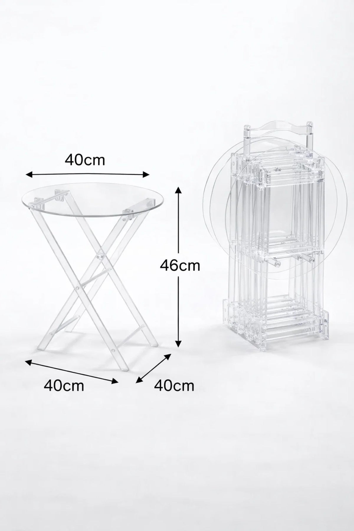 Modern Clear Acrylic Folding Side Table Set with Stand Transparent Tray Table for Living Rooms