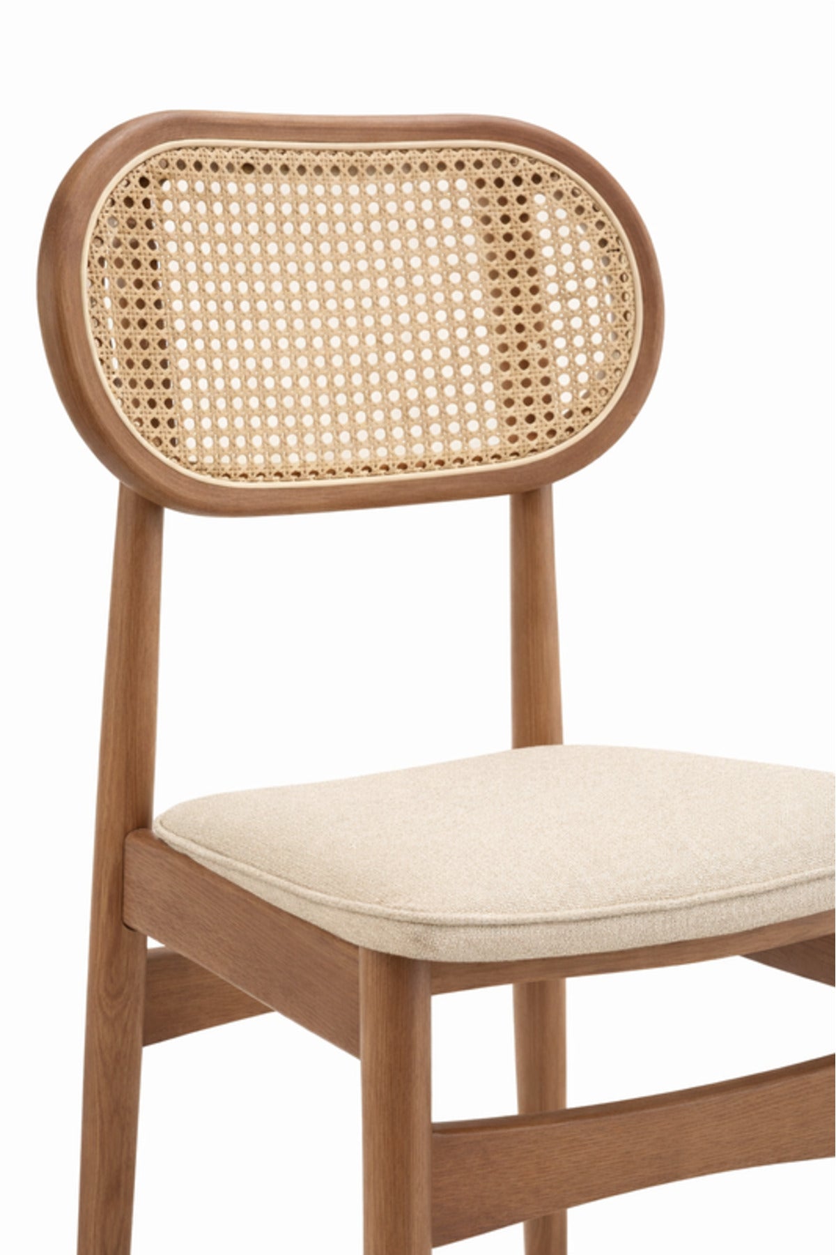Brown Wooden Rattan Dining Chair 68cm Height Natural Cane Seat Modern brown wooden