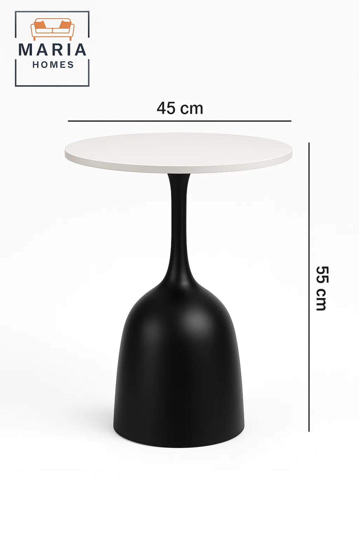 Modern Round Side Table with White Top and Black Curved Base
