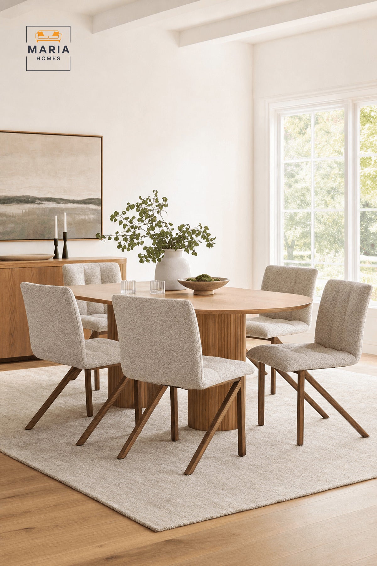 Beige Upholstered Dining Chair with Wood Look Legs for Home Dining and Seating