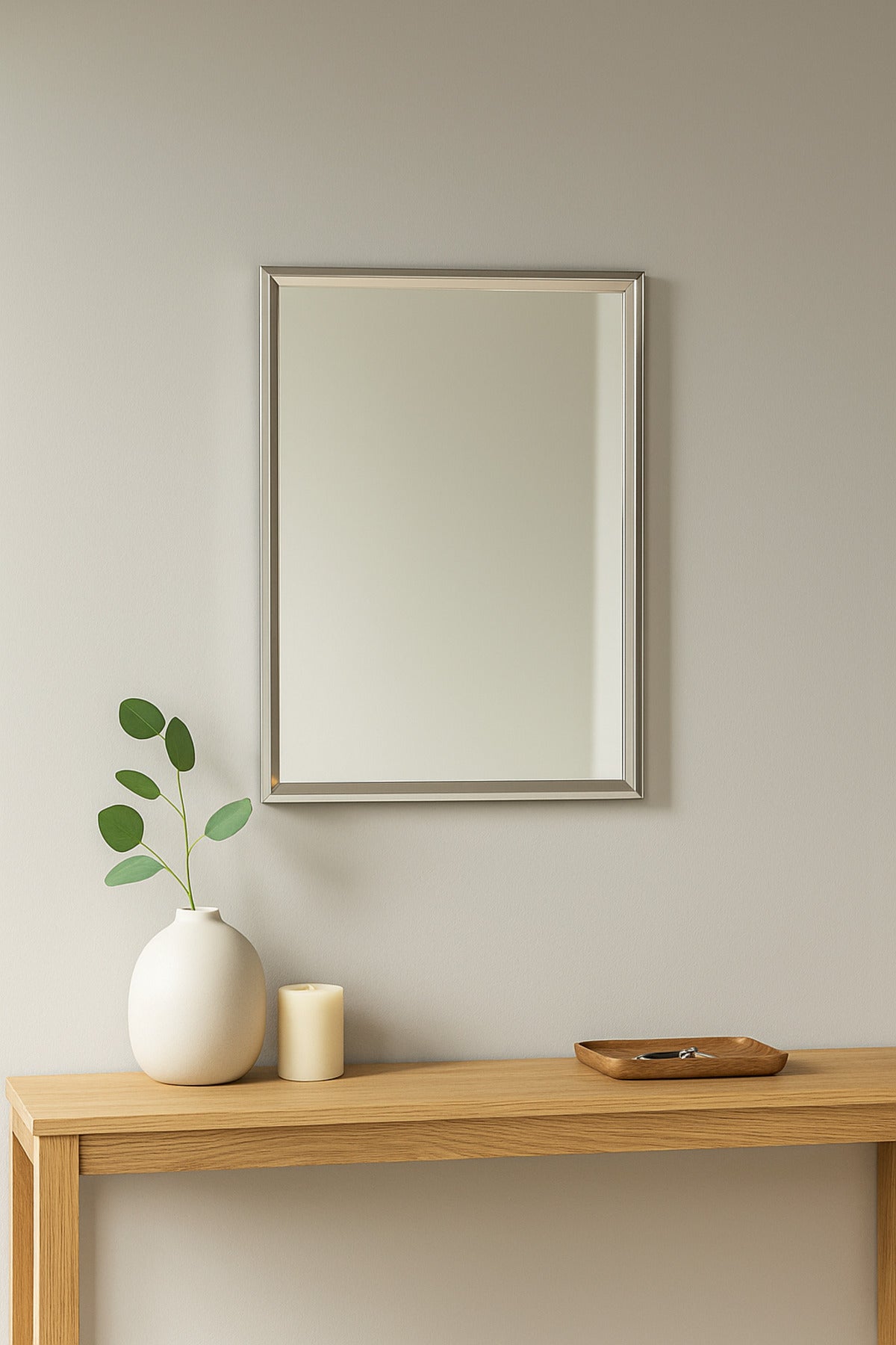 Rectangular Wall Mirror with Chrome Frame Ð 80_60 cm Modern Decorative Mirror for Home