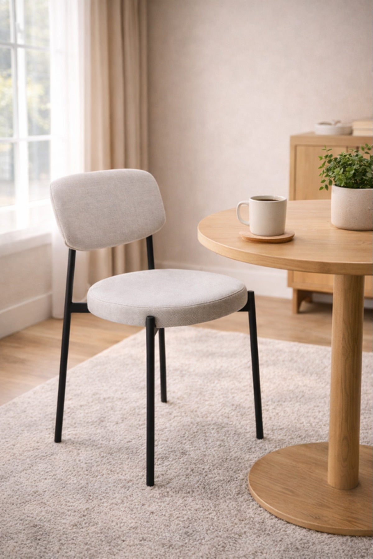 Light Grey Fabric Dining Chair 80x46x49cm Modern light grey fabric Kitchen