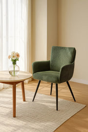 Green Comfortable Chair with Metal Legs, Modern Fabric Armchair for Home, Living Room & Office