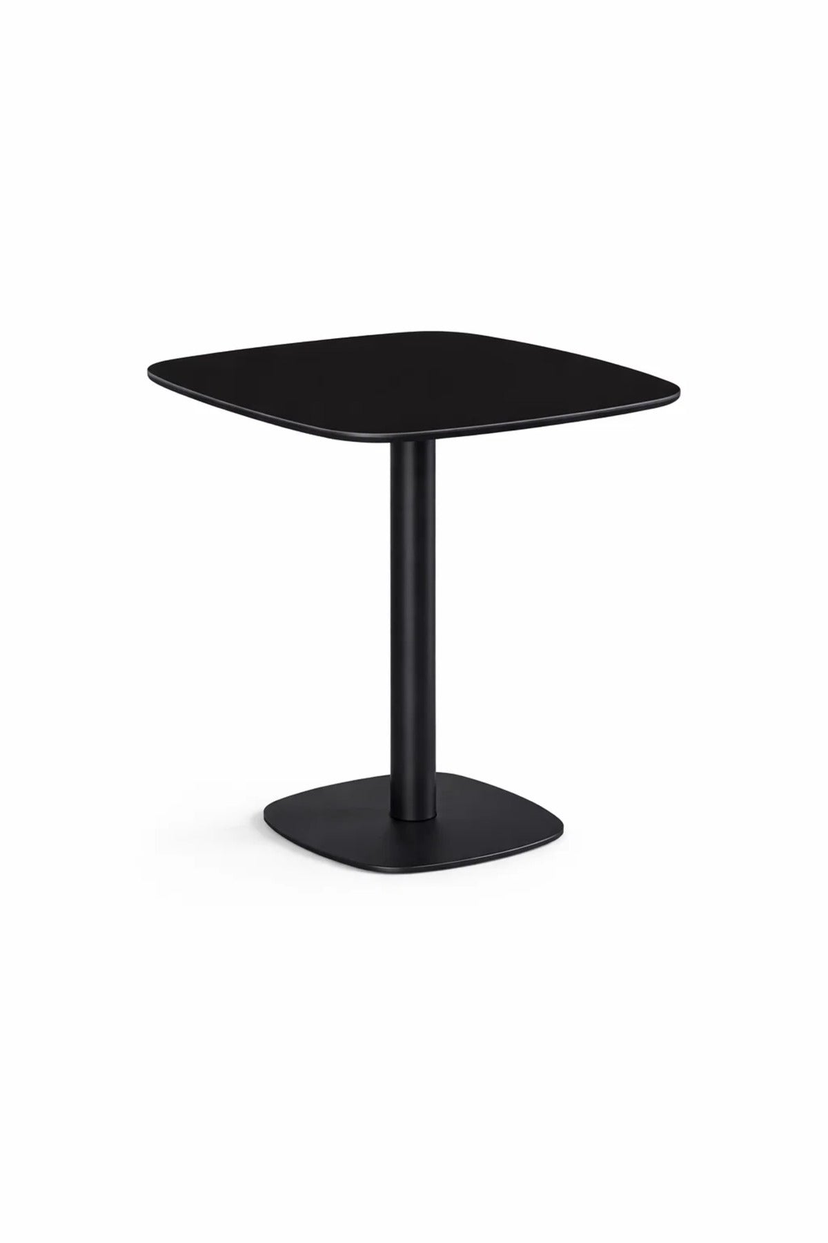 Modern Black Square Bistro Table 70cm Wood Top Metal Pedestal Base for Cafe Kitchen Dining Room