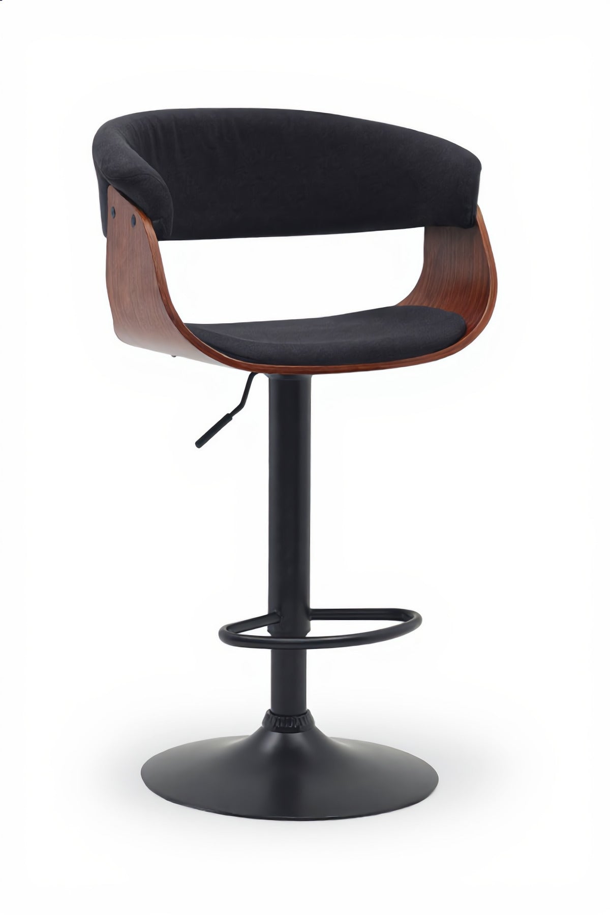 Modern Black Adjustable Bar Stool with Footrest, Swivel High Chair for Kitchen Island & Home Bar