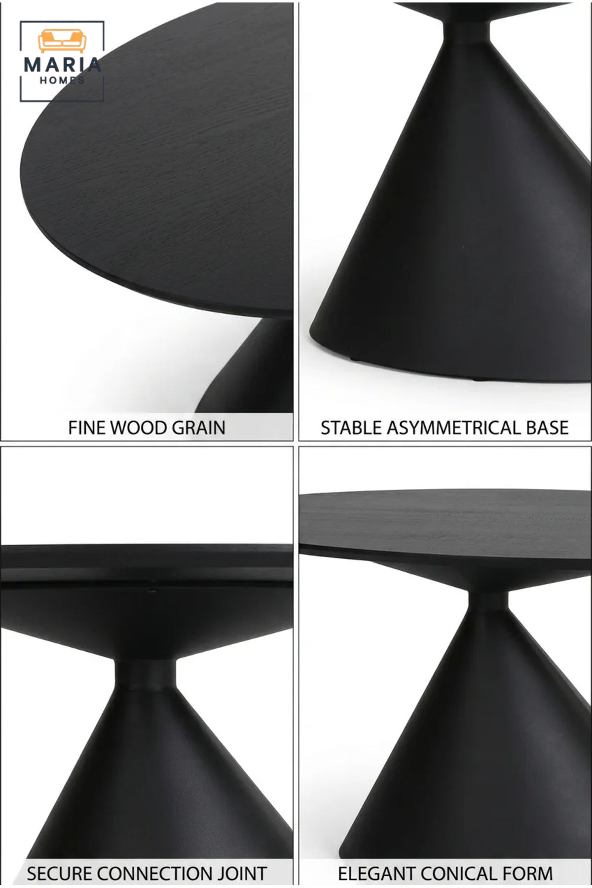 Modern Oval Dining Table with Sculptural Cone Pedestal Base, Contemporary Dining Table for Dining Room, Kitchen, Apartment, Café and Restaurant