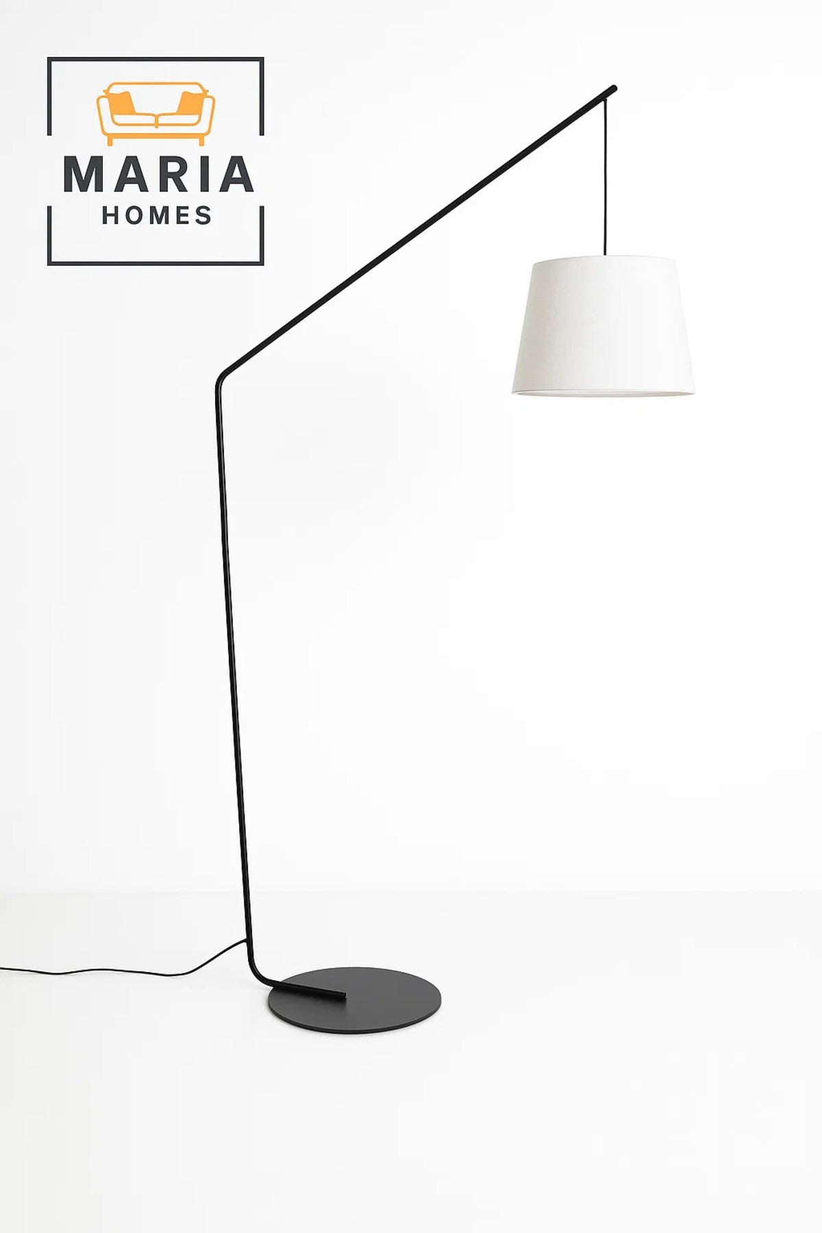Modern Arc Floor Lamp with White Shade