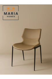Modern Khaki Leather Dining Chair with Black Metal Legs Ð Elegant Seating for Home & Office