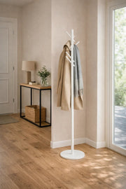 Modern White Metal Coat Rack Stand with Angled Hook