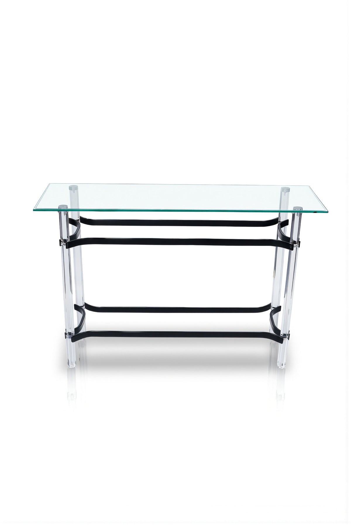 Elegant Acrylic and Glass Console Table with Black Accents Modern Hallway Entryway Furniture 120cm