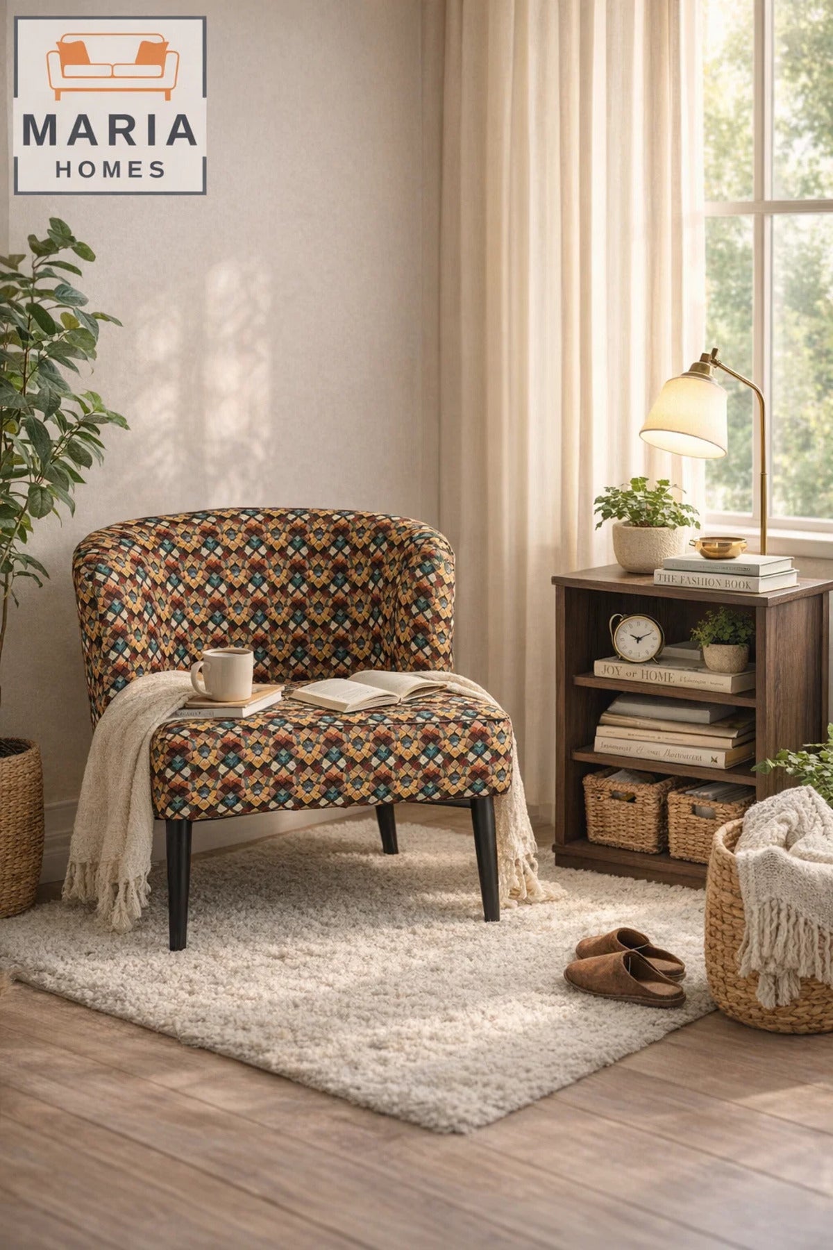 Yellow Patterned Accent Chair with Black Legs Ð Modern Lounge Chair
