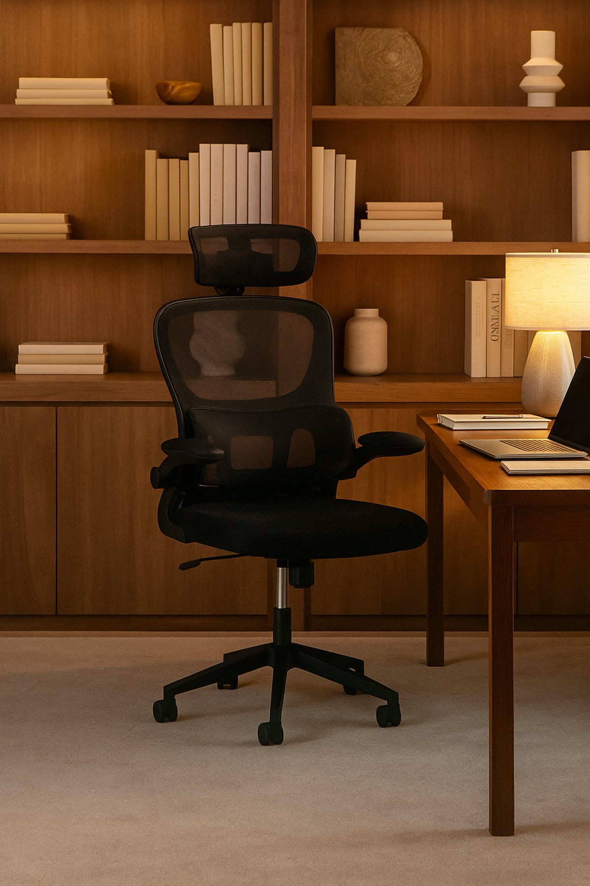 Black Ergonomic Office Chair Ð Adjustable Mesh Swivel Chair with Headrest and Lumbar Support