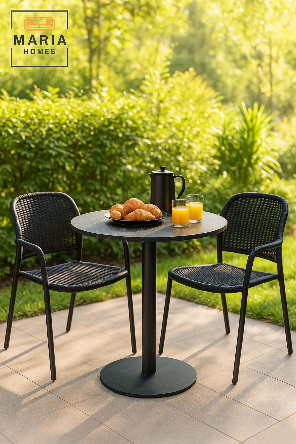 Black Round Dining Table 70Ð74 cm Ð Modern CafŽ & Restaurant Table with Metal Base