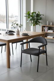 Modern Grey Textured Dining Chair with Black Metal Legs for Stylish Living Room and Office Area