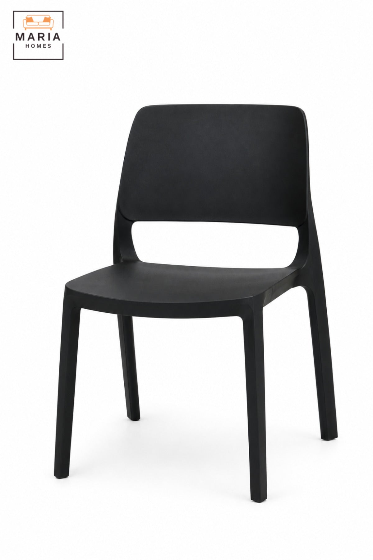 Modern Outdoor Dining Chair | Black Stackable Garden Chair with Open Back Design for Patio, Balcony, Terrace, Café and Outdoor Seating Areas