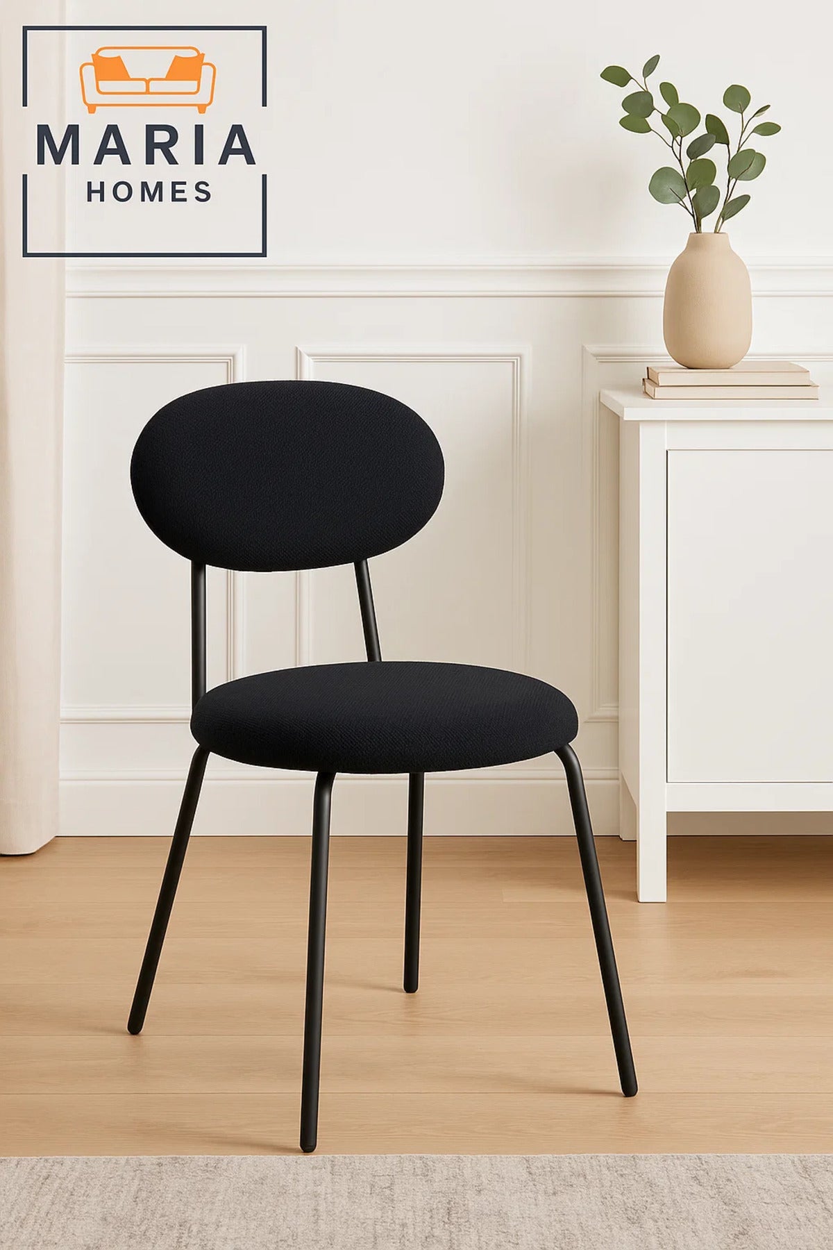 Contemporary Black Fabric Accent Chair with Round Seat Ð Modern Minimalist Design