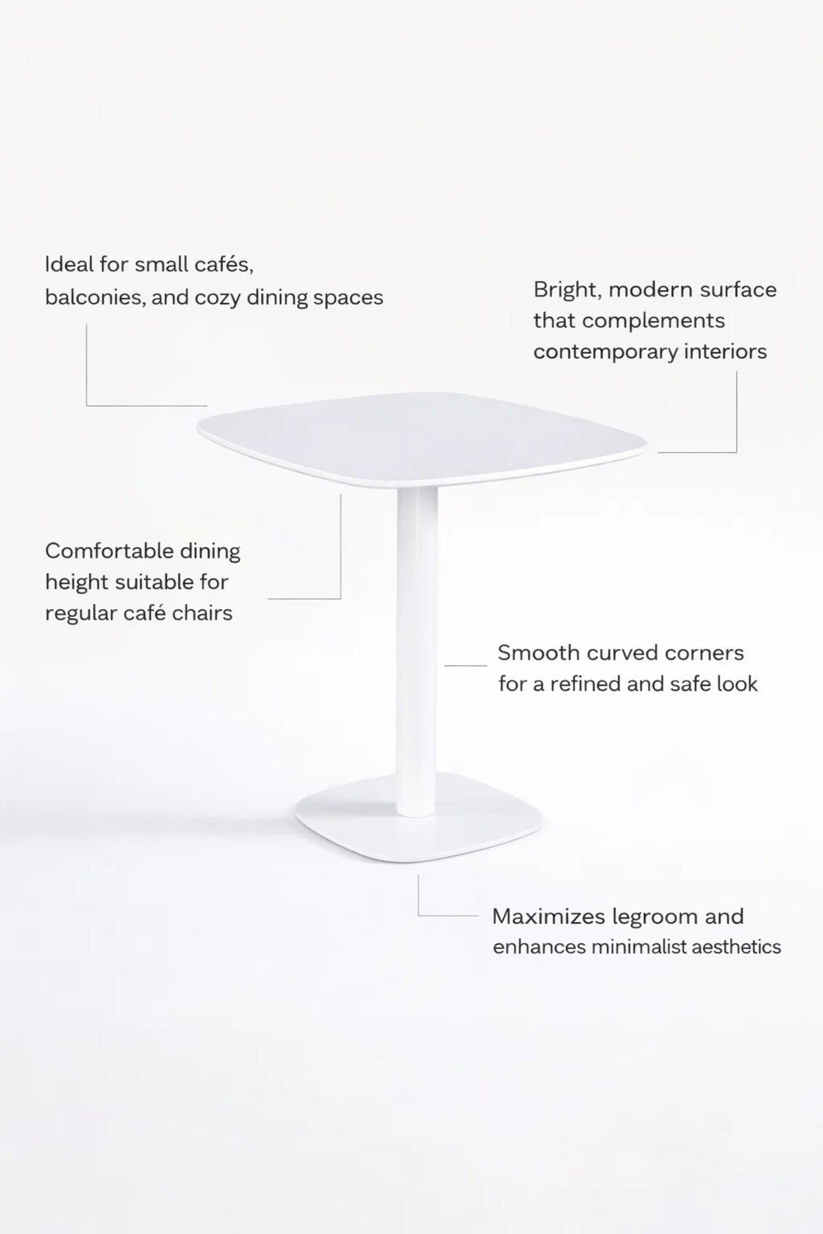 Premium White Square Bistro Table 70x70cm Modern Wooden Dining Furniture for Home Cafe Kitchen