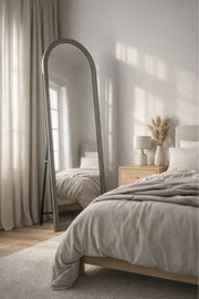Grey Wooden Frame Arch Standing Mirror 170x60cm Full Length Floor grey wooden frame