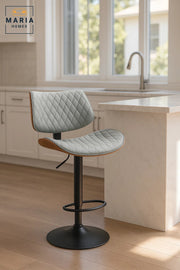 Light Grey Modern Adjustable Bar Stool for Kitchen Island & Home Bar,Swivel, Cushioned Seat