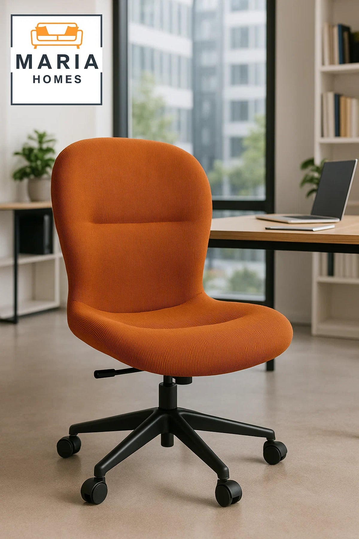 Ergonomic Orange Fabric Office Chair with Wheels Ð Swivel Desk Chair for Home and Workspaces