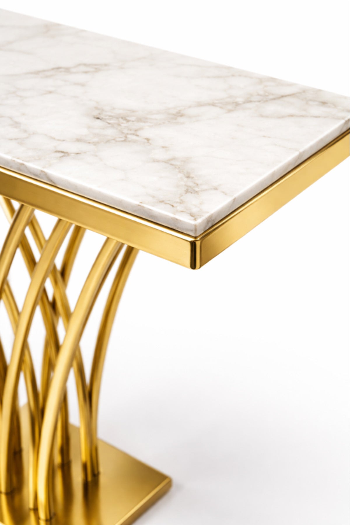 Gold Stainless Steel Console Table with Marble Top 140_40 cm Modern Entryway gold