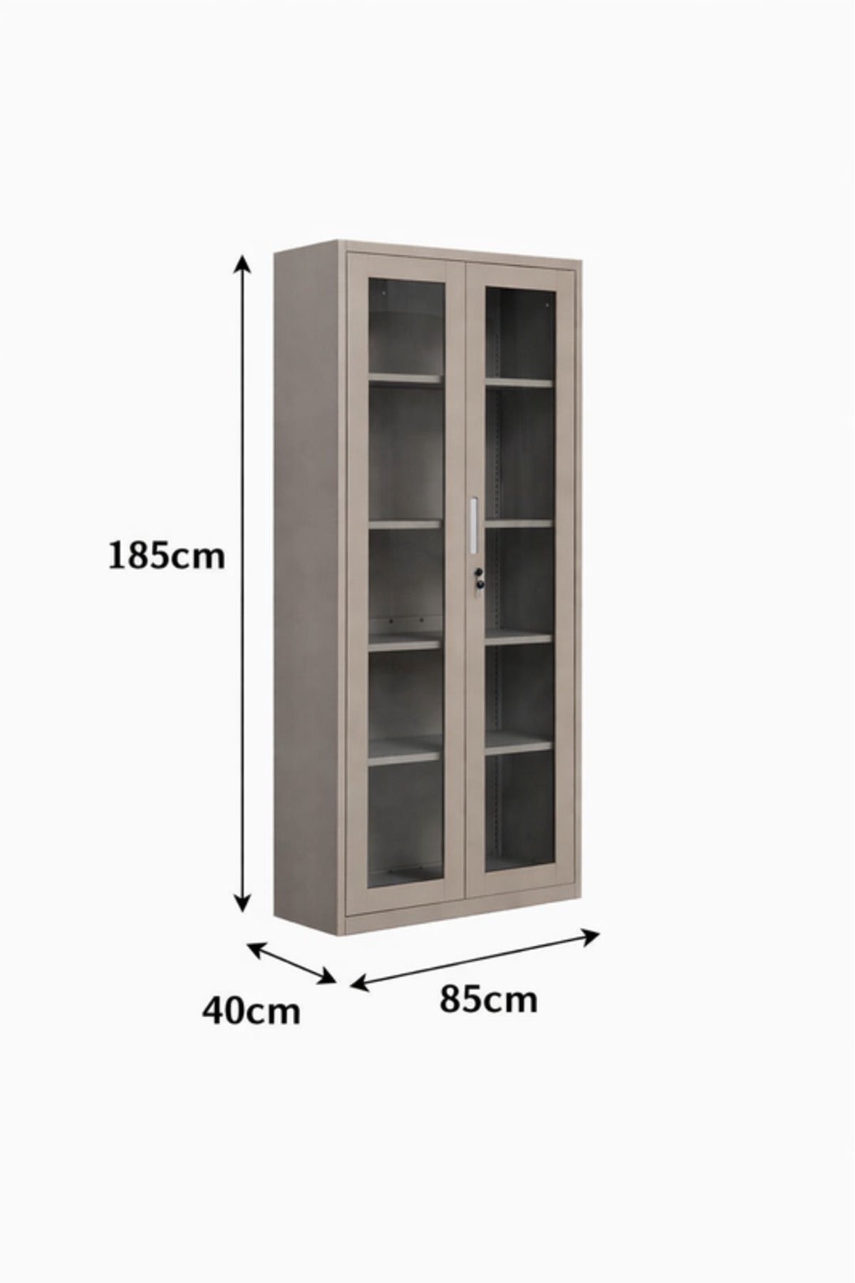 Premium Beige Metal Storage Cabinet with Glass Doors for Office Organization Secure Locking System