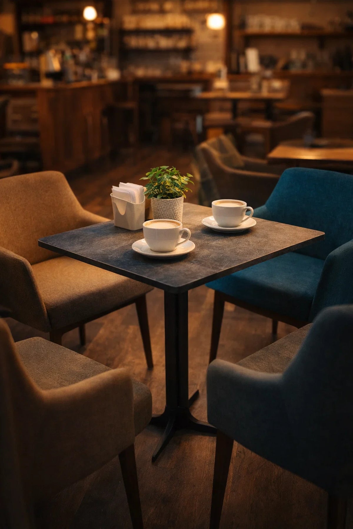 Modern Grey Coffee Table with Black Base, 60x60x75 CM modern grey coffee Dinner