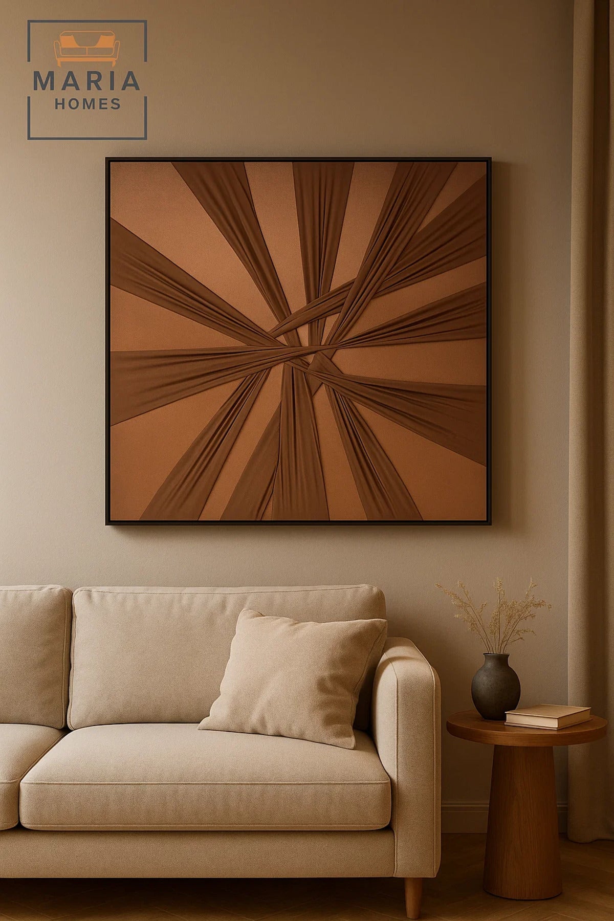 Brown Textured Abstract Wall Art – Modern Minimalist Decor for Living Room, Bedroom & Office 80*80cm