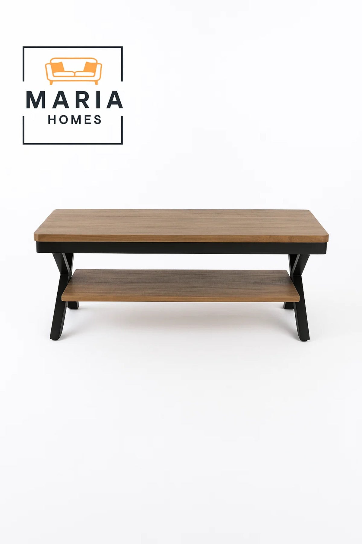 Rustic Industrial Coffee Table with Lower Shelf Ð Rectangular, Wood & Metal