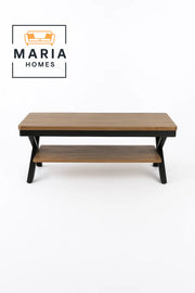 Rustic Industrial Coffee Table with Lower Shelf Ð Rectangular, Wood & Metal