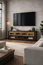 Walnut Oak TV Stand √ê 160x40x50 cm Modern Wooden Plasma Table with Drawers & Shelves