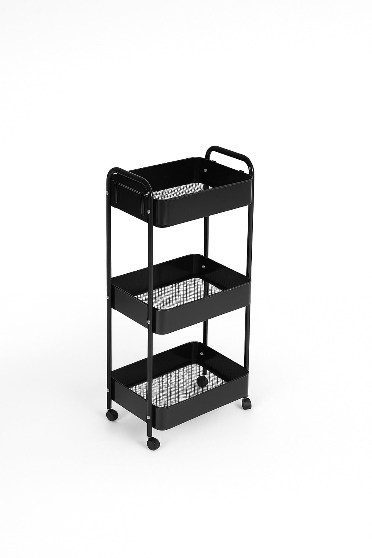 3-Tier Moveable 77L X 46H X 29W Foldable Storage Shelves Black