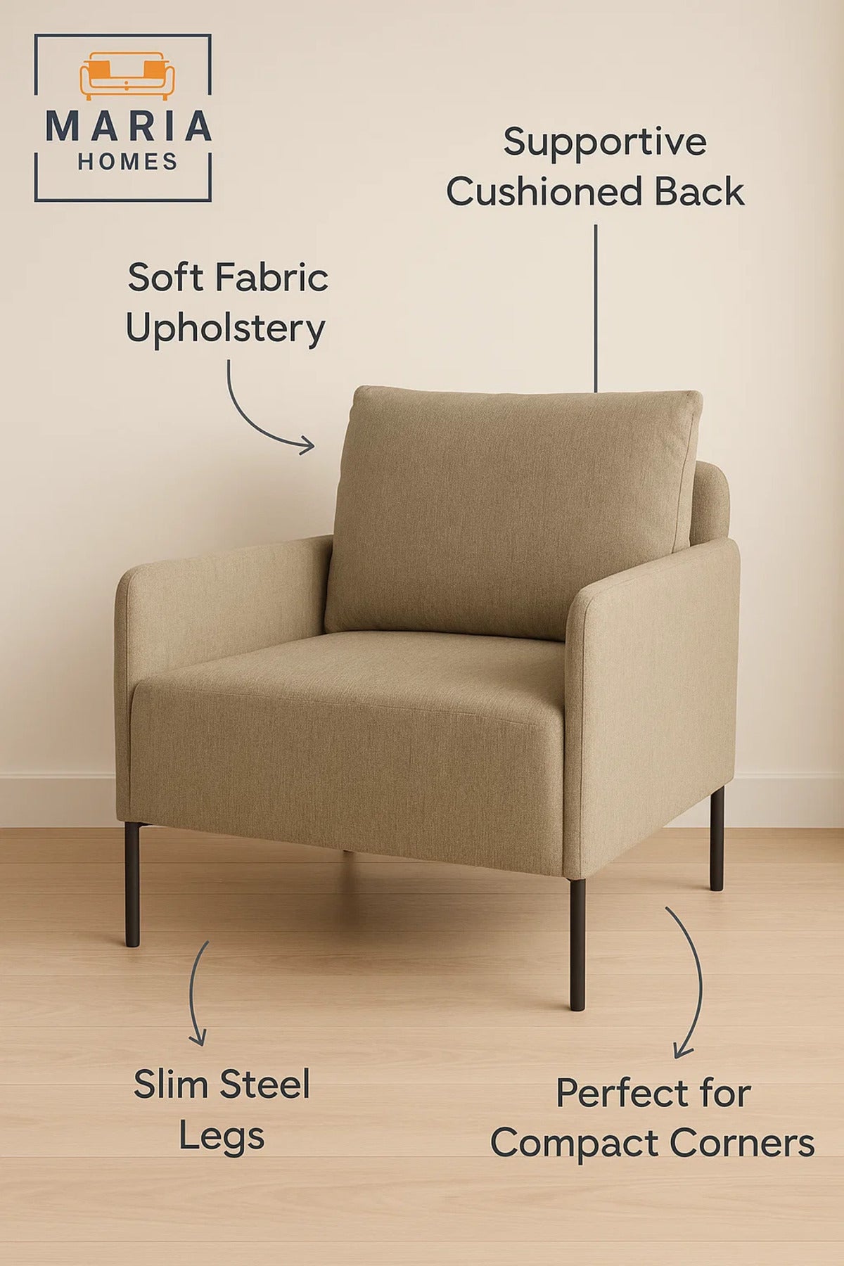 Modern Armchair Ð MY-3059-1 Beige Fabric Lounge Chair