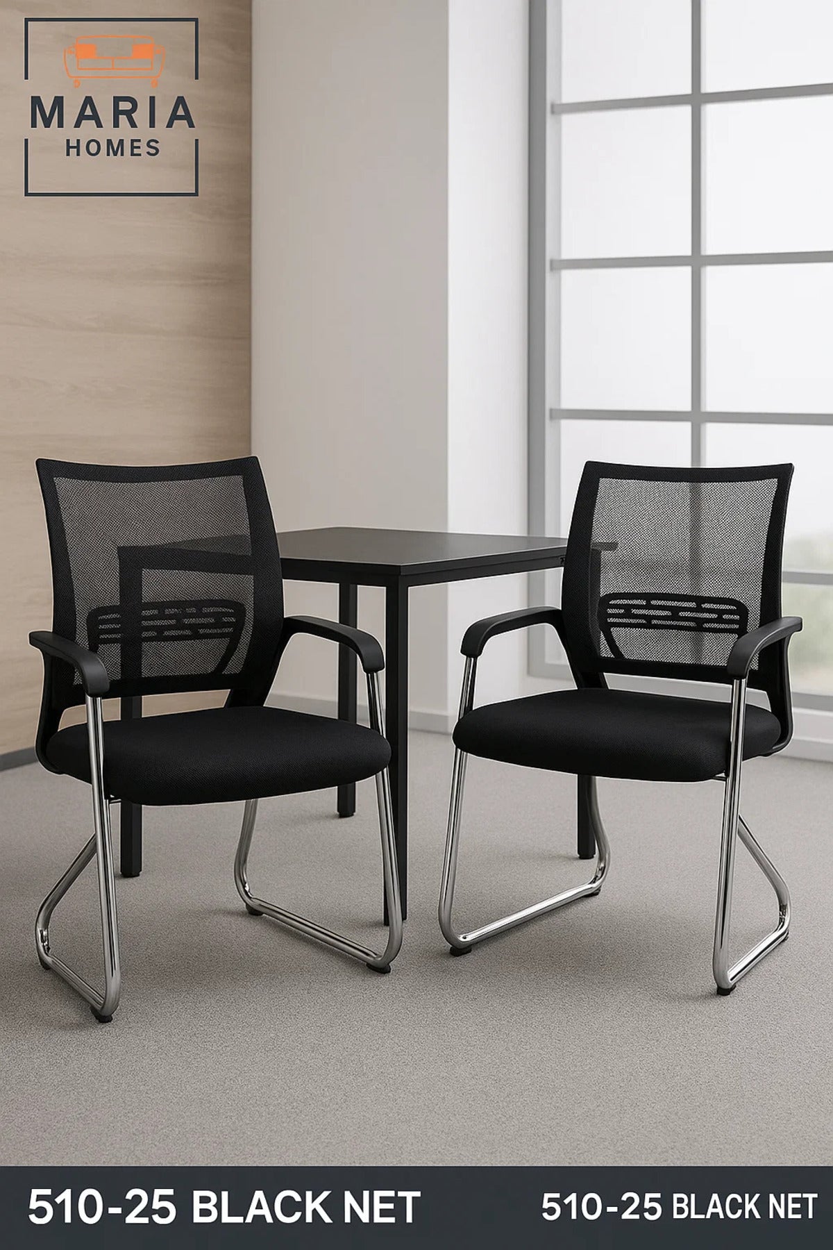 Black Mesh Office Visitor Chair with Chrome Frame Ð Ergonomic & Breathable Design