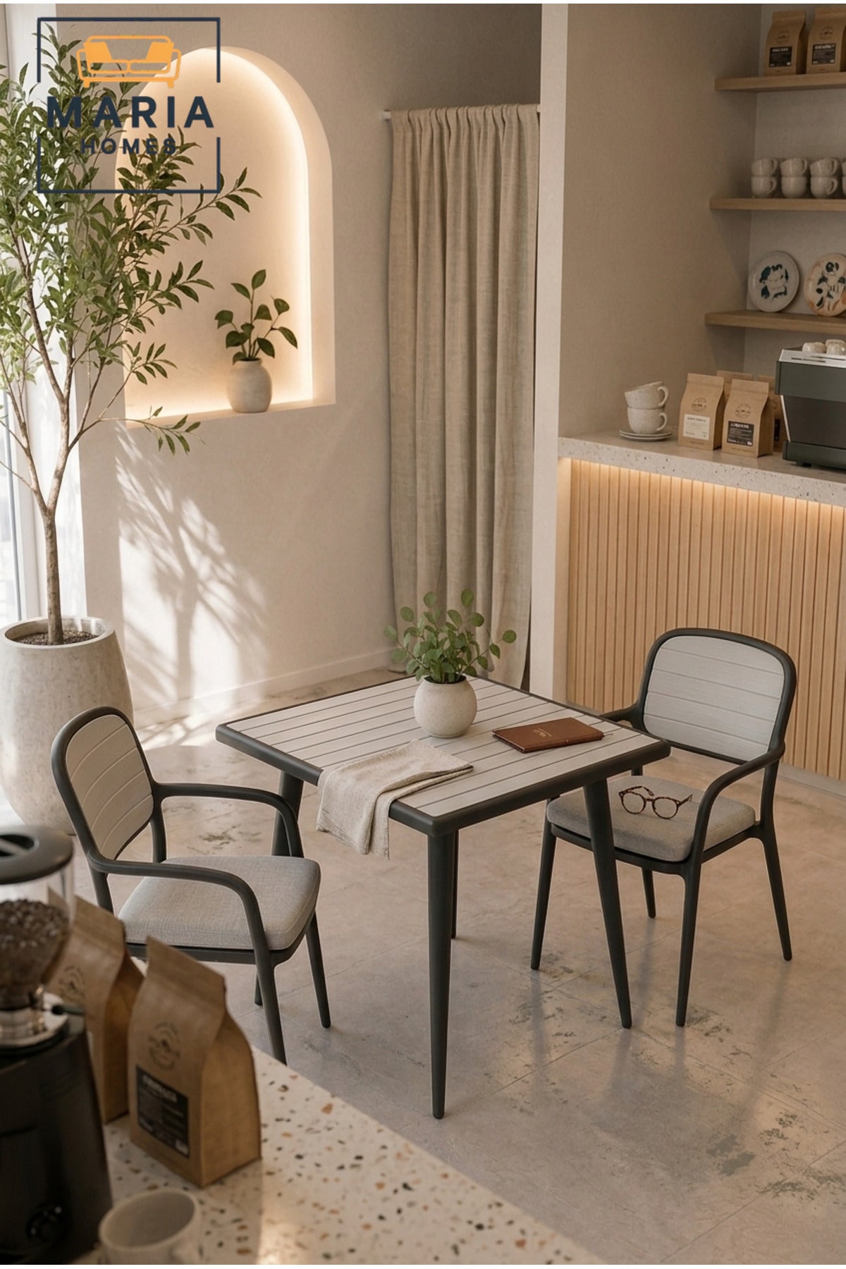 Modern Square Dining Table Caf≈Ω Table Kitchen Table Patio Table for Restaurant Balcony Black
