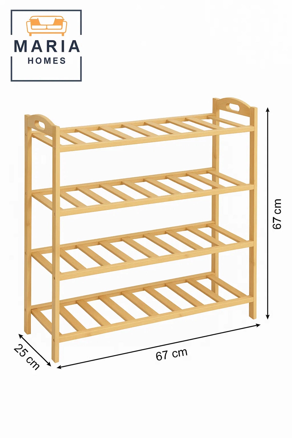 4-Tier Natural Bamboo Shoe Organizer Shelf for Hallway, Entryway, Bedroom or Closet Storage