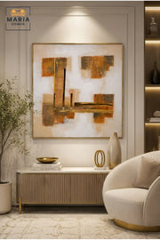 Modern Abstract Geometric Wall Art Ð Luxury Gold Textured Framed Canvas Artwork for Living Room, Bedroom & Office